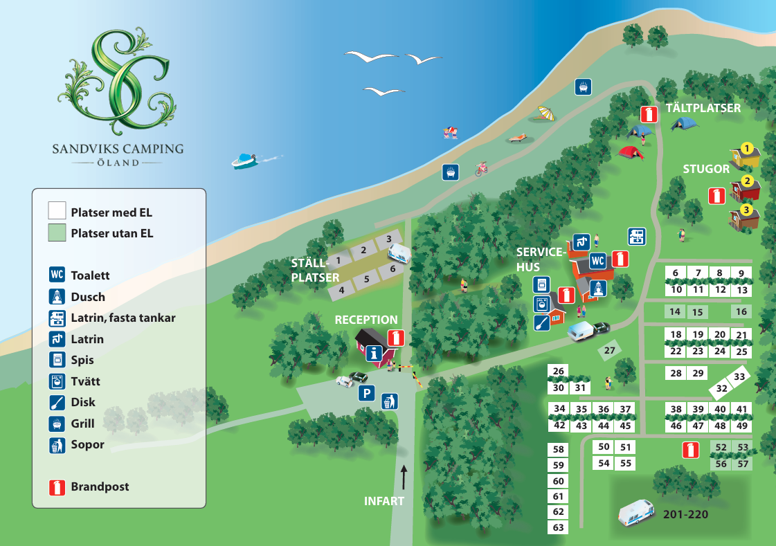 Karta över Sandviks Camping